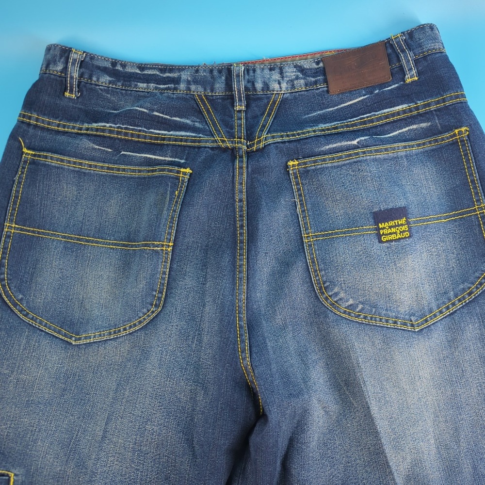 Marithe Francois Girbaud Men Wide Leg Baggy Jeans Blue Y2K 38M Skate JNCO style - Picture 12 of 16